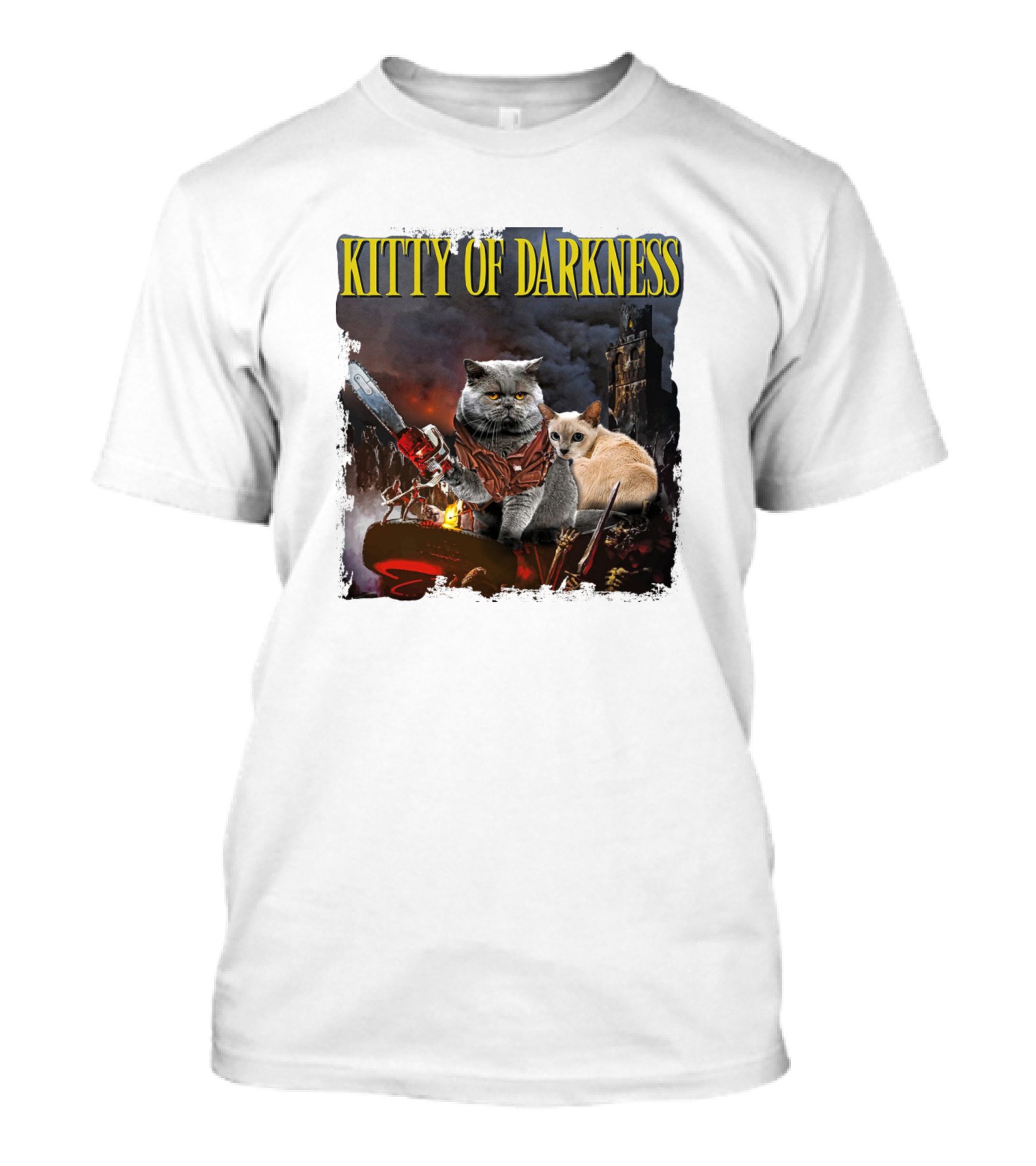 KITTY OF DARKNESS FANTASY CAT CHAINSAW ADVENTURE T-Shirt