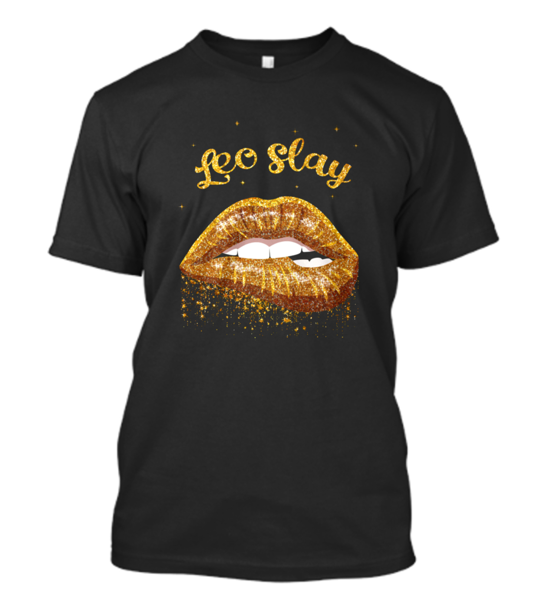 Leo Slay Glitter Lips Sparkle T-Shirt