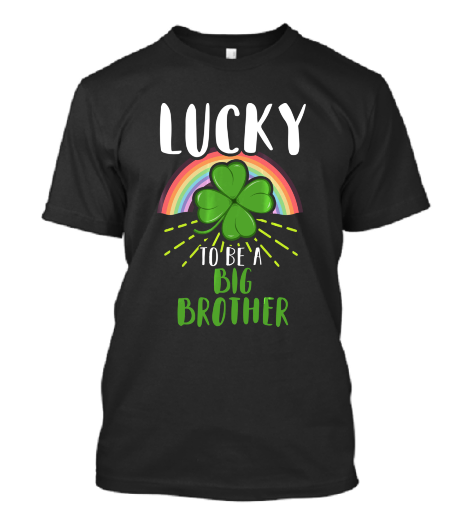 Lucky To Be A Big Brother Rainbow Shamrock St Patrick Day T-Shirt