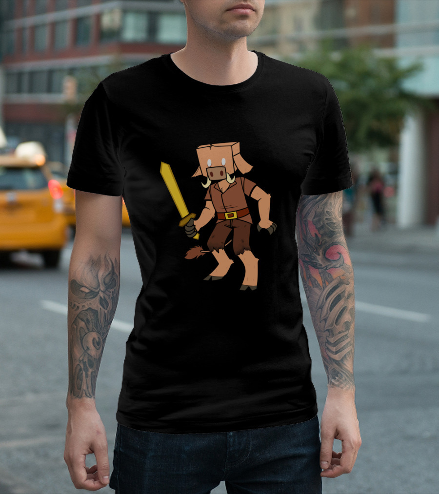Piglin Holding Sword Minecraft Character T-Shirt