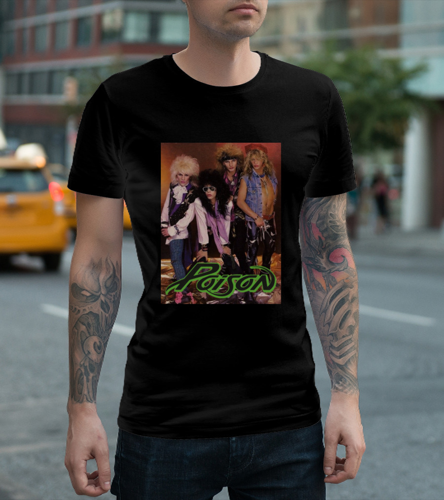 Poison Band Glam Metal Era Group Photo T-Shirt
