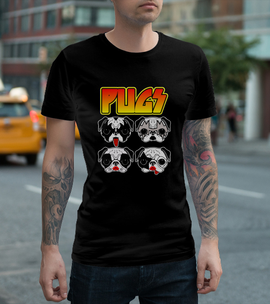 Pugs Rock Band Parody Quartet Faces T-Shirt
