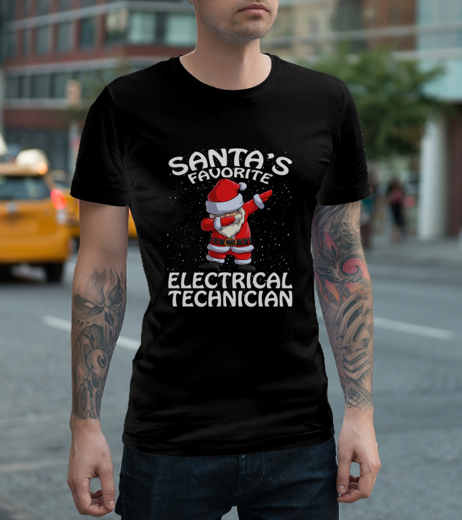 Santa's Favorite Electrical Technician Dabbing Santa Pose T-Shirt