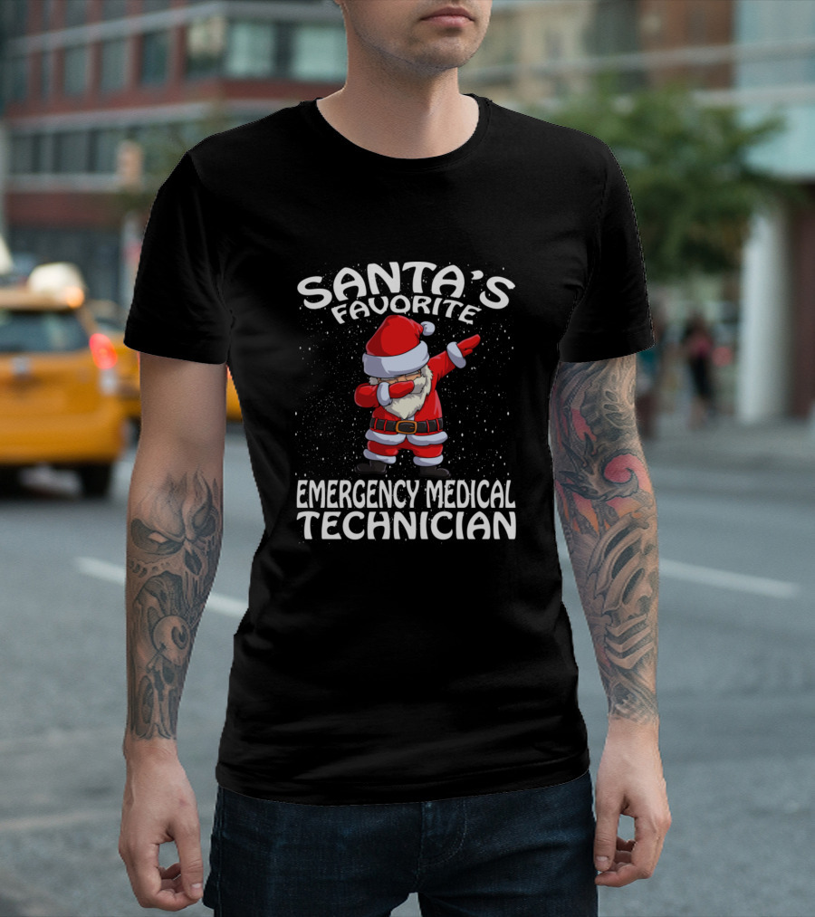 Santa's Favorite Emergency Medical Technician Christmas Santa Dab T-Shirt
