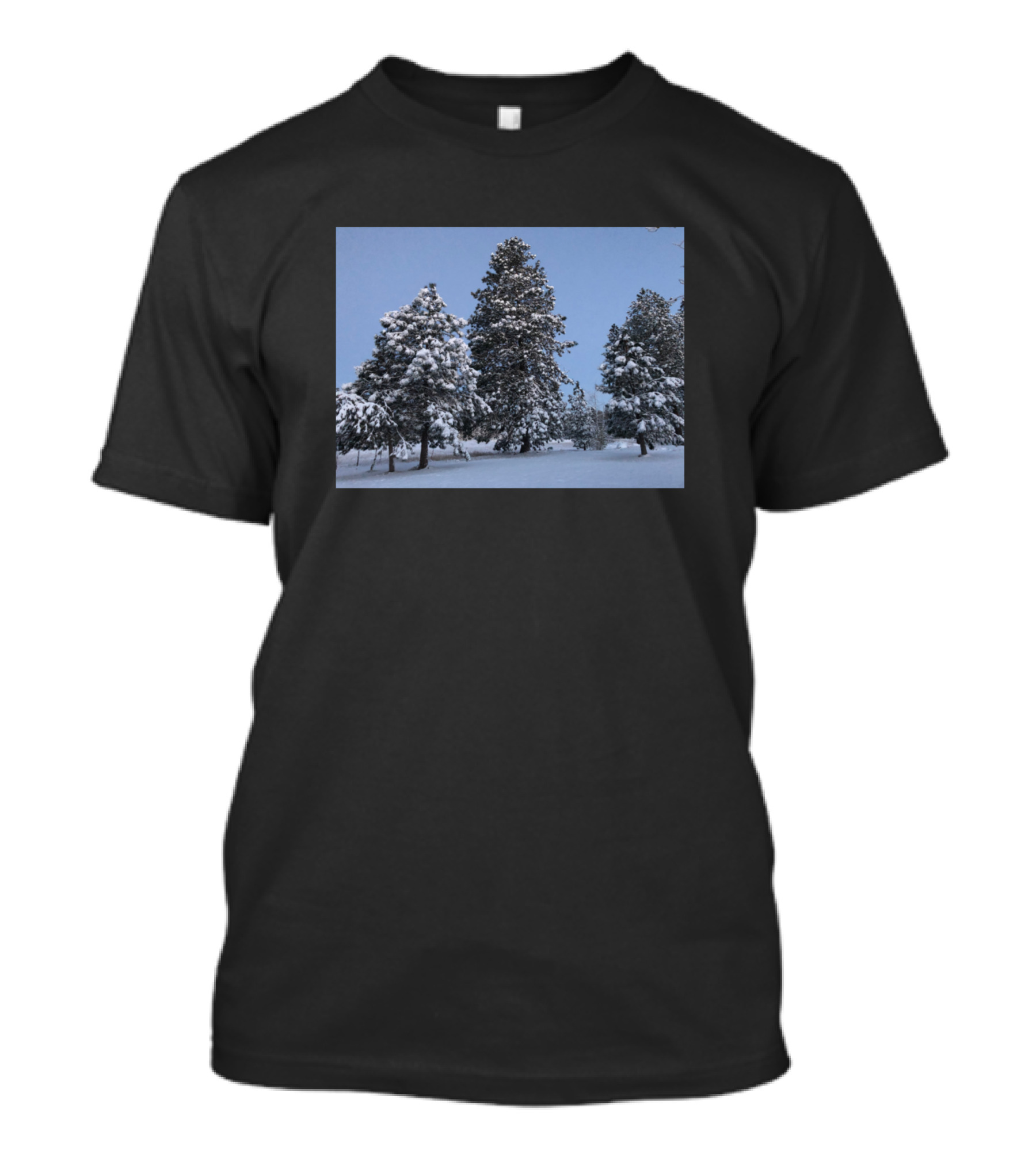 Snowy Winter Pine Forest Scene T-Shirt