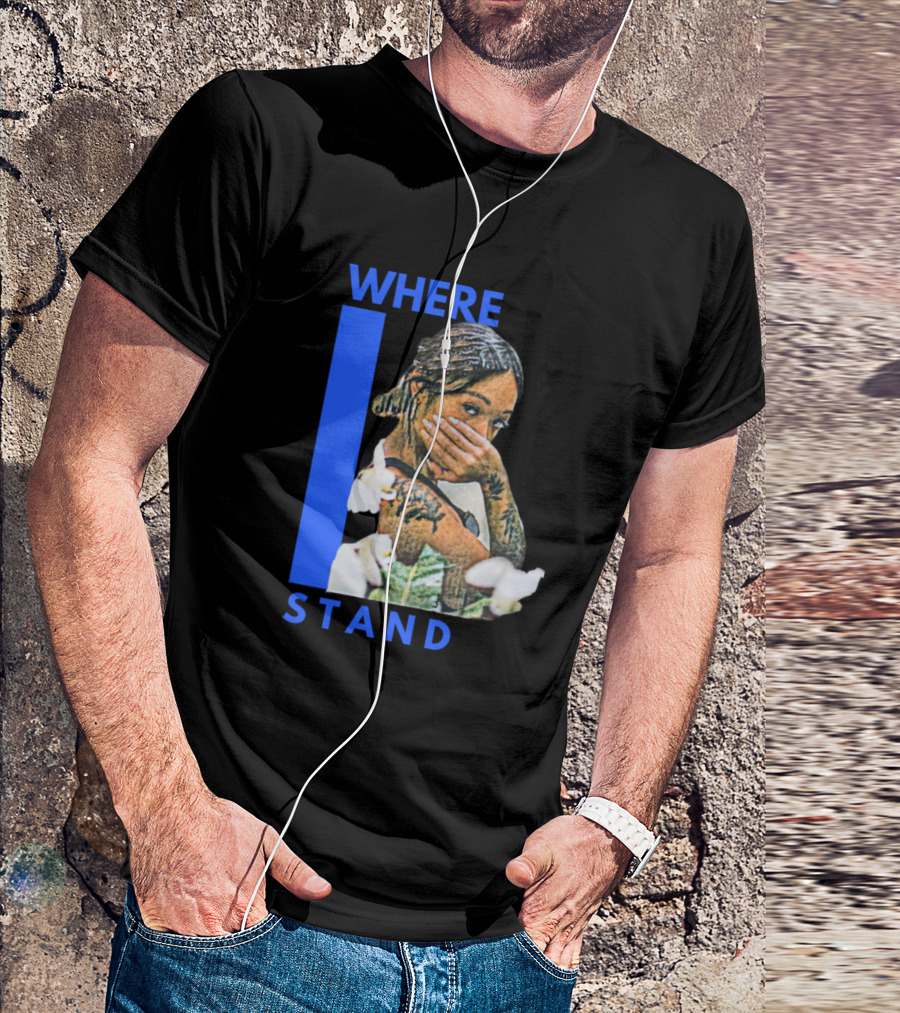 WHERE I STAND Tattoo Girl Hand Over Face T-Shirt