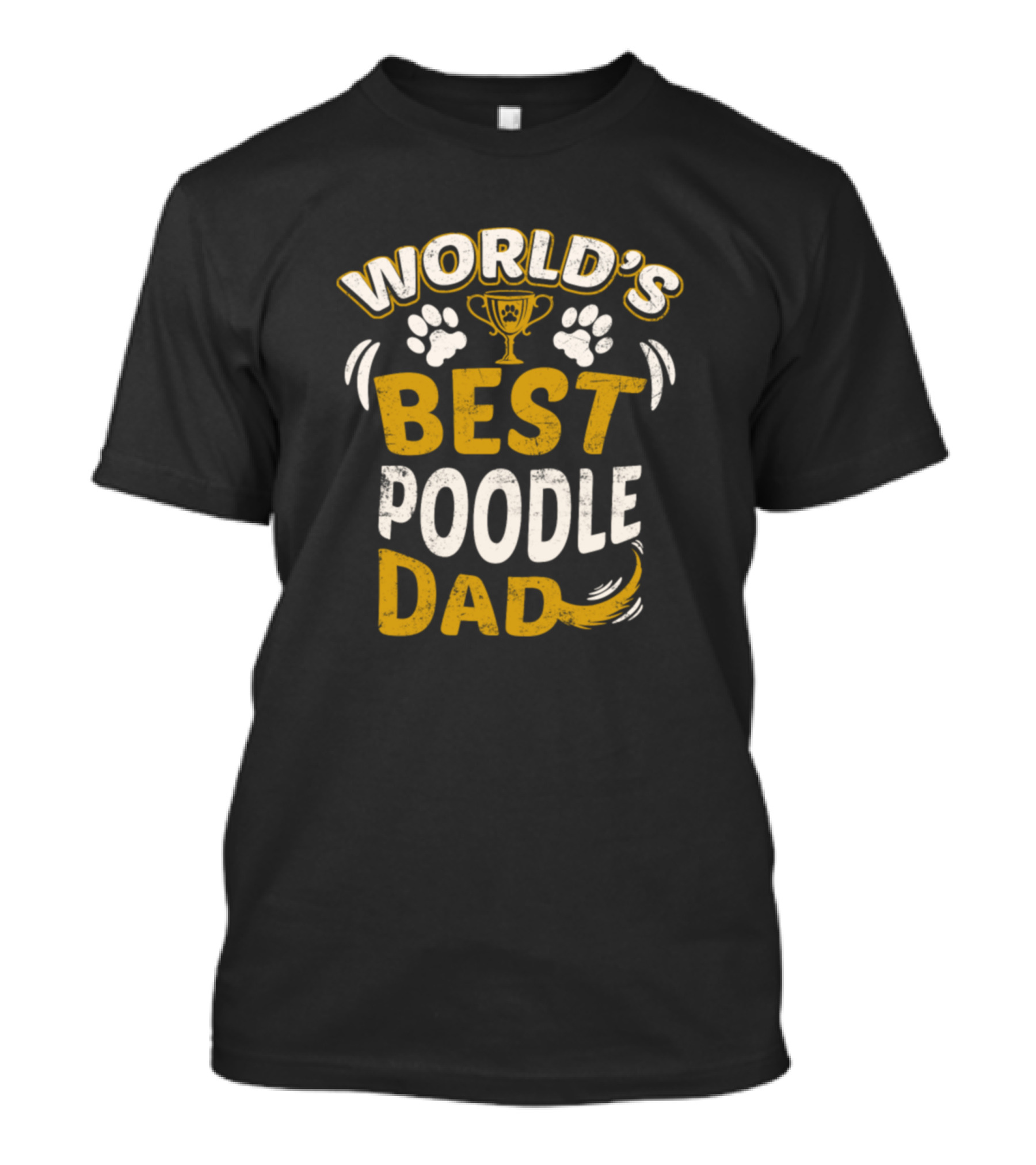 World's Best Poodle Dad Trophy And Paw Prints T-Shirt