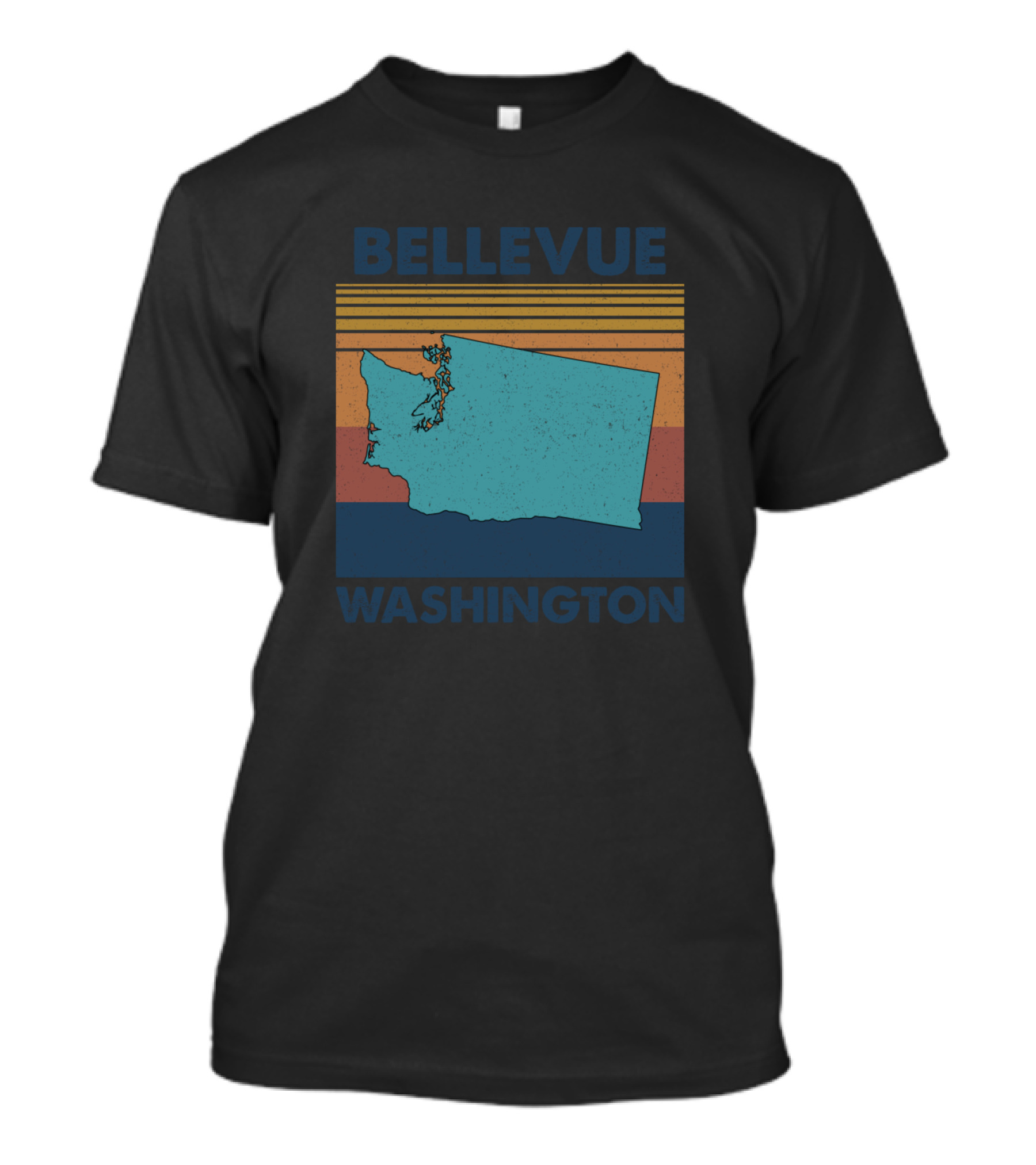Bellevue Washington Retro State Map T-Shirt