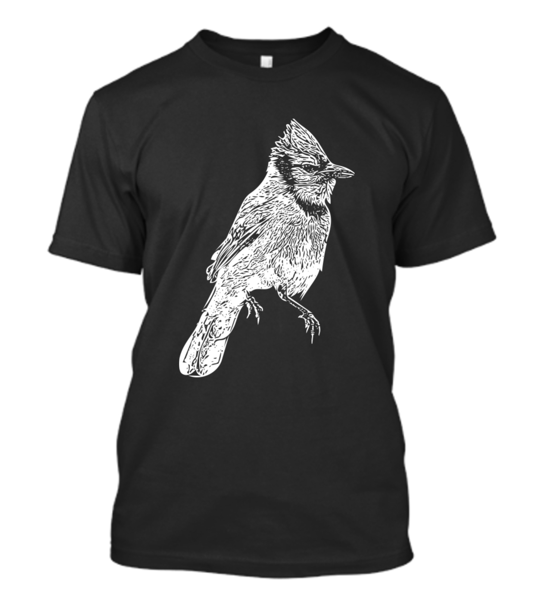 Blue Jay White Bird Sketch T-Shirt
