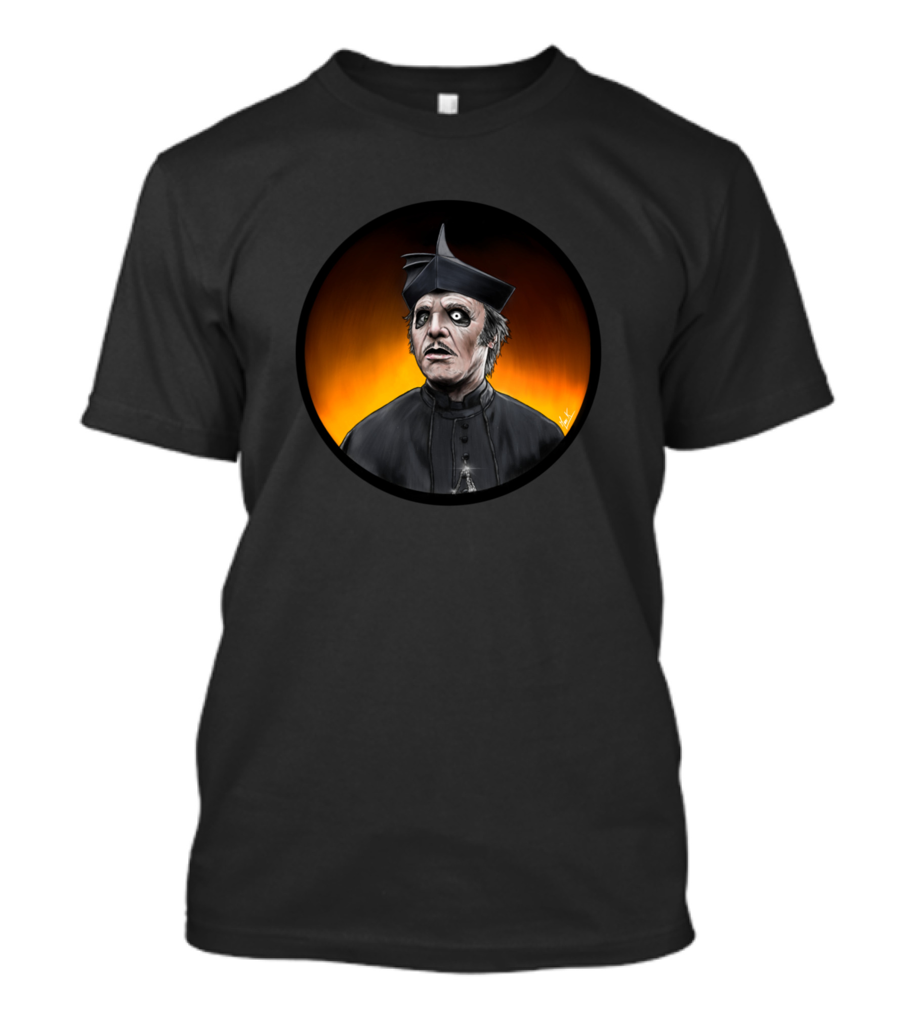 Cardinal Copia Priest Costume Fiery Background T-Shirt