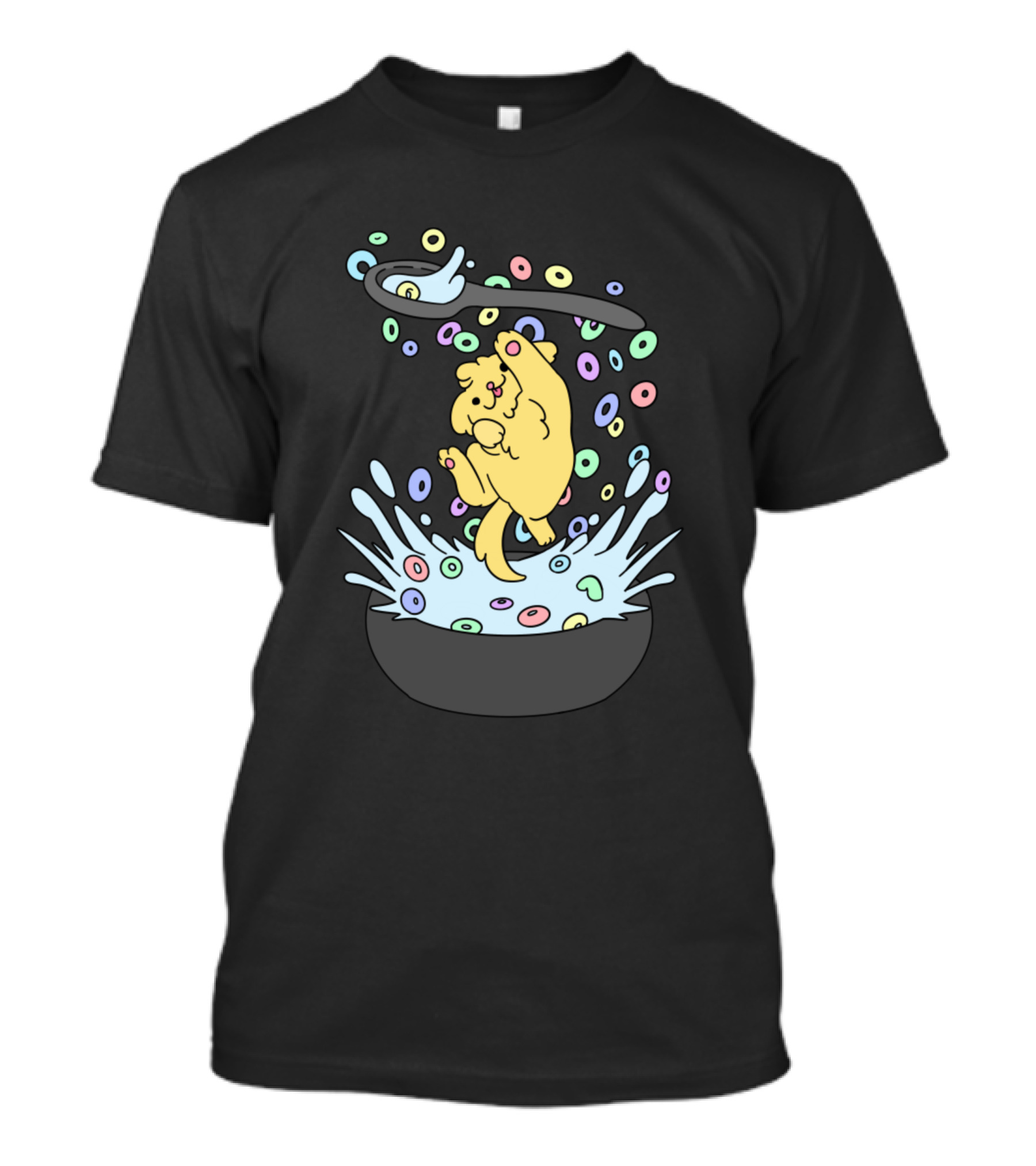 Cereal Pup Splashing In A Bowl Of Colorful Loops T-Shirt