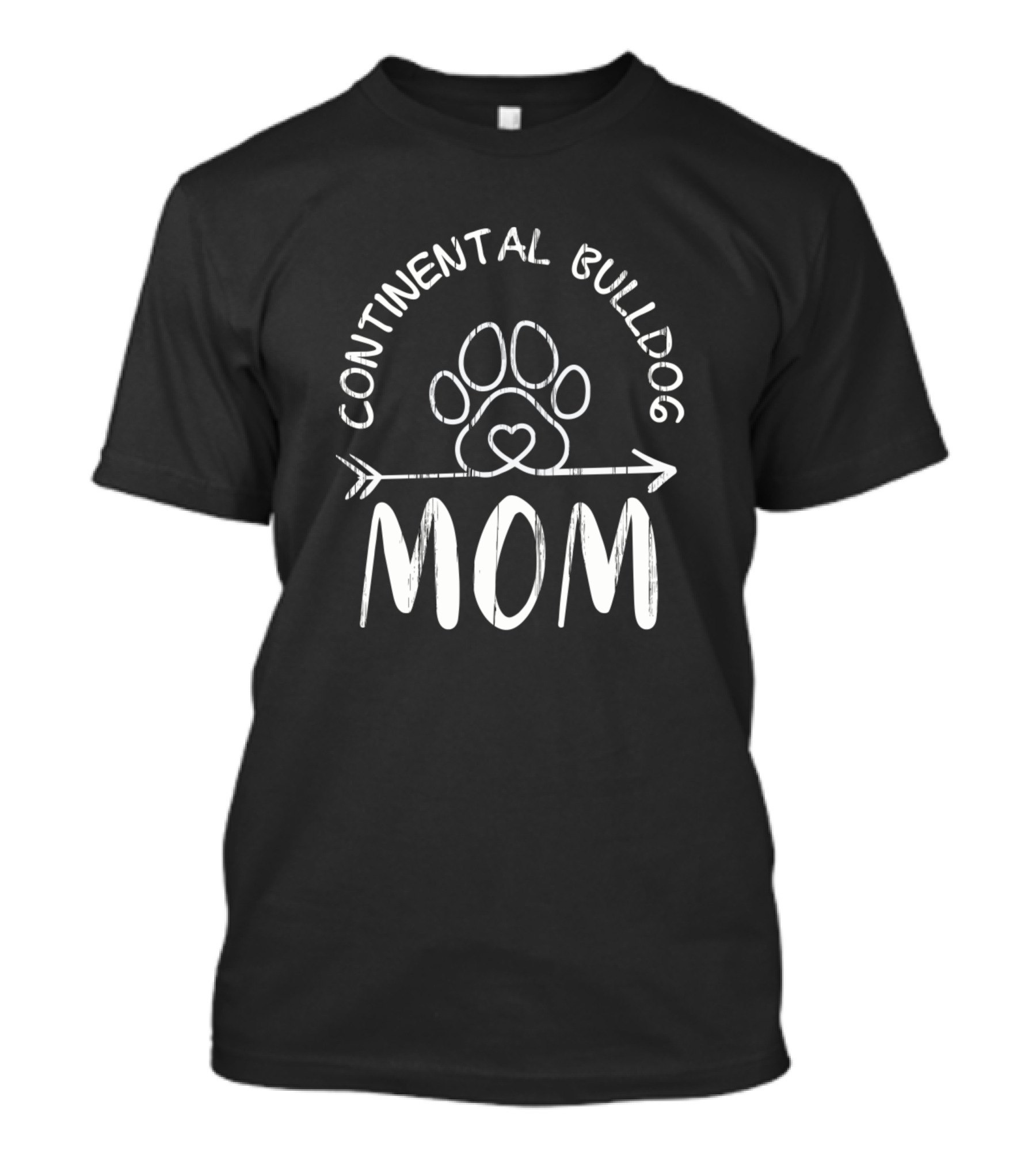 CONTINENTAL BULLDOG MOM PAW HEART ARROW T-Shirt