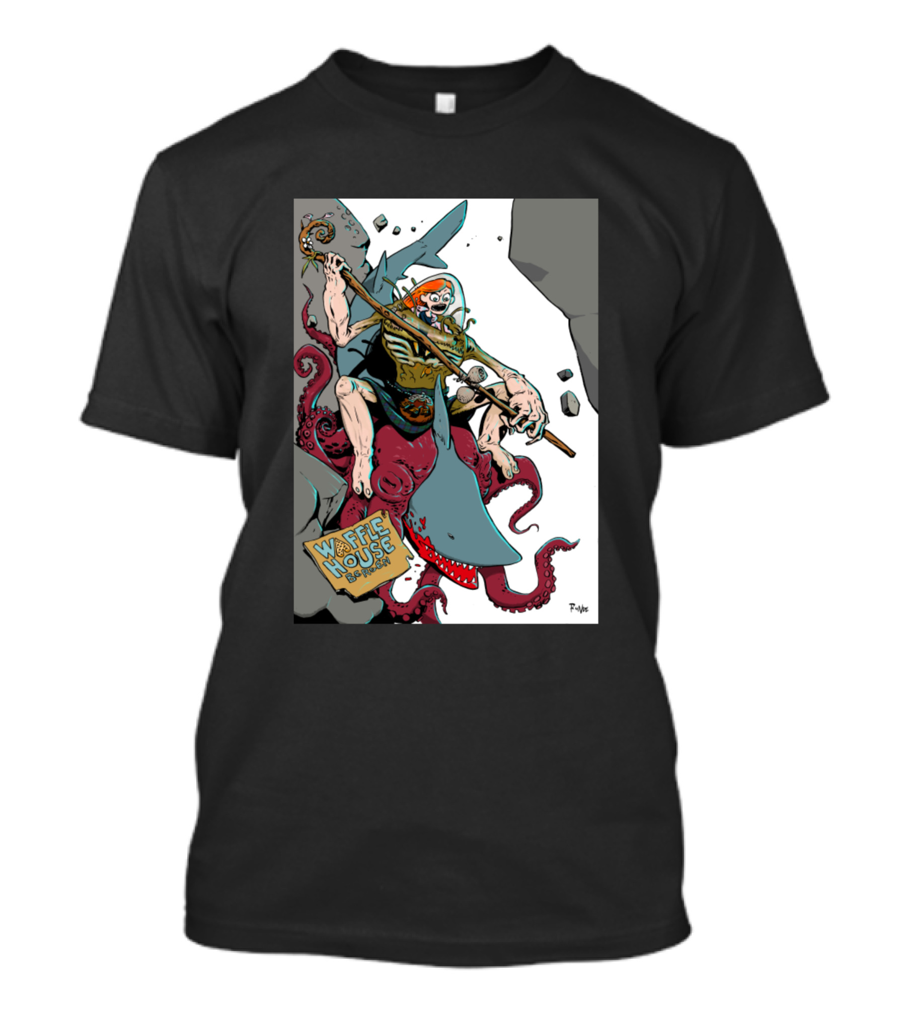 Waffle House Warrior On Konstantina The Octoshark Adventure T-Shirt