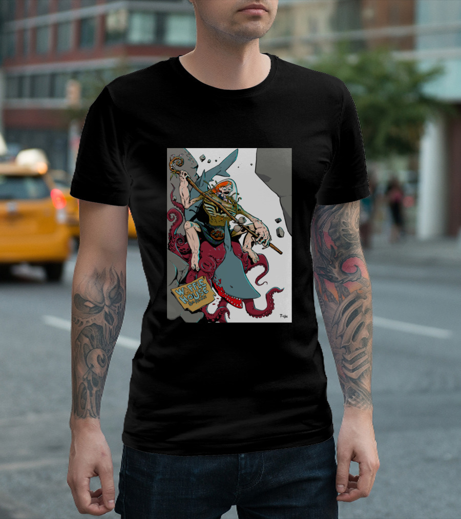 Waffle House Warrior On Konstantina The Octoshark Adventure T-Shirt