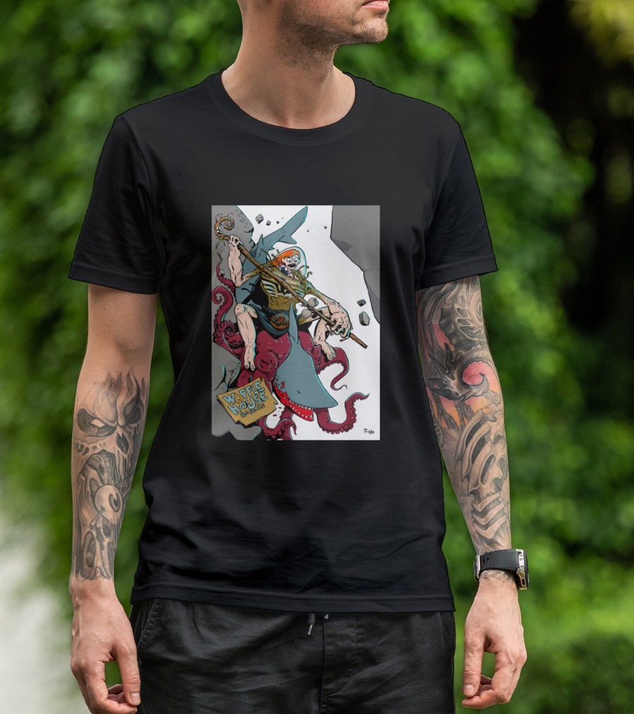Waffle House Warrior On Konstantina The Octoshark Adventure T-Shirt