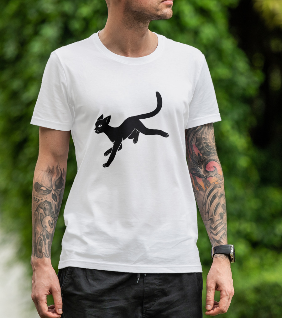 Jumping Cat Silhouette Black Cat Leap T-Shirt