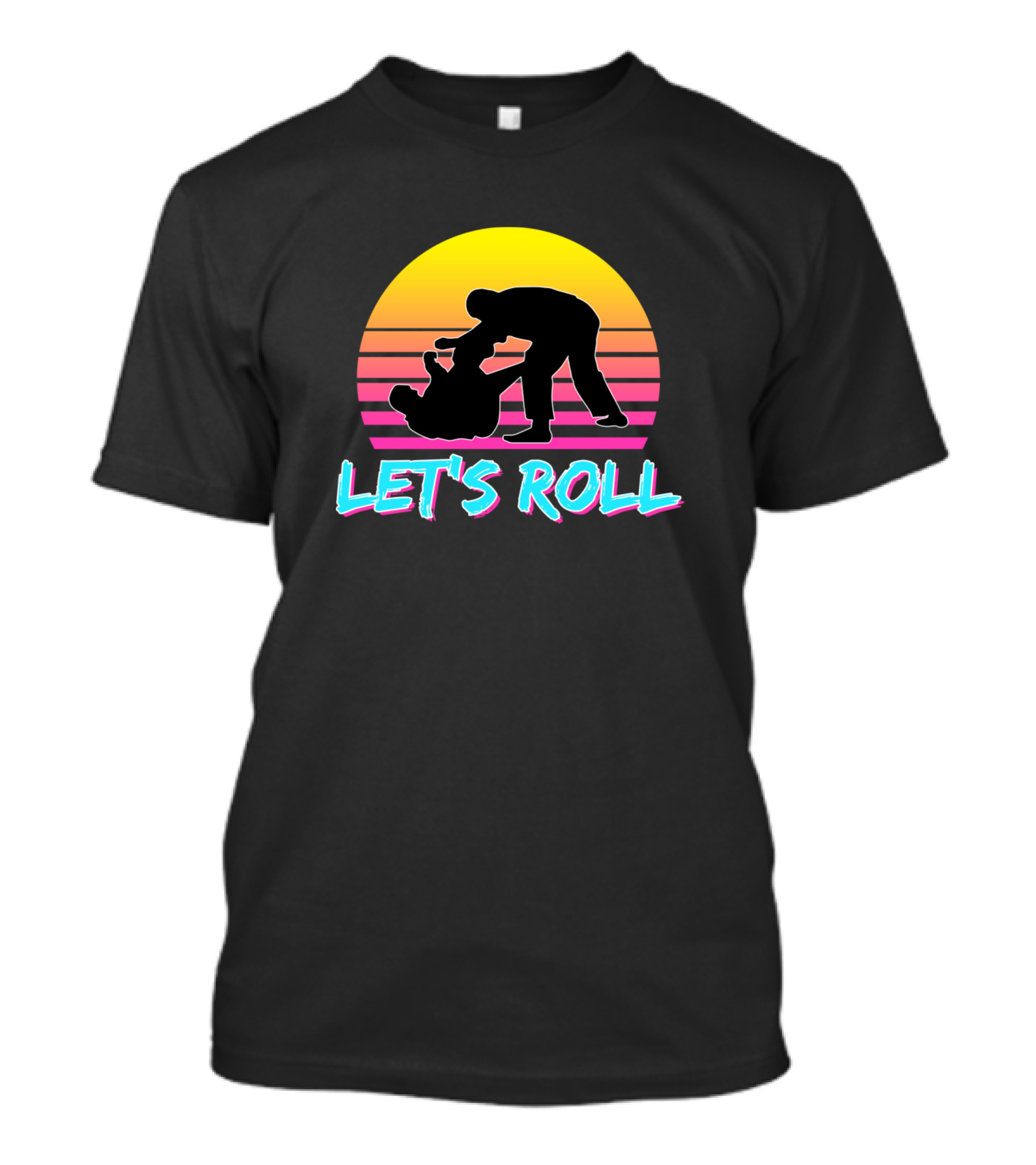 Let's Roll Jiu Jitsu Sunset Retro T-Shirt