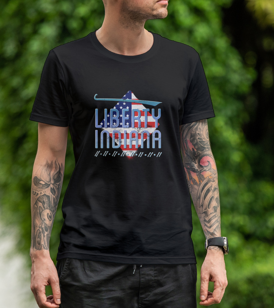 Liberty Indiana American Flag Paddle T-Shirt