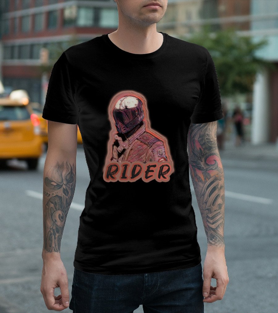 Rider Lone Biker Helmet Jacket T-Shirt