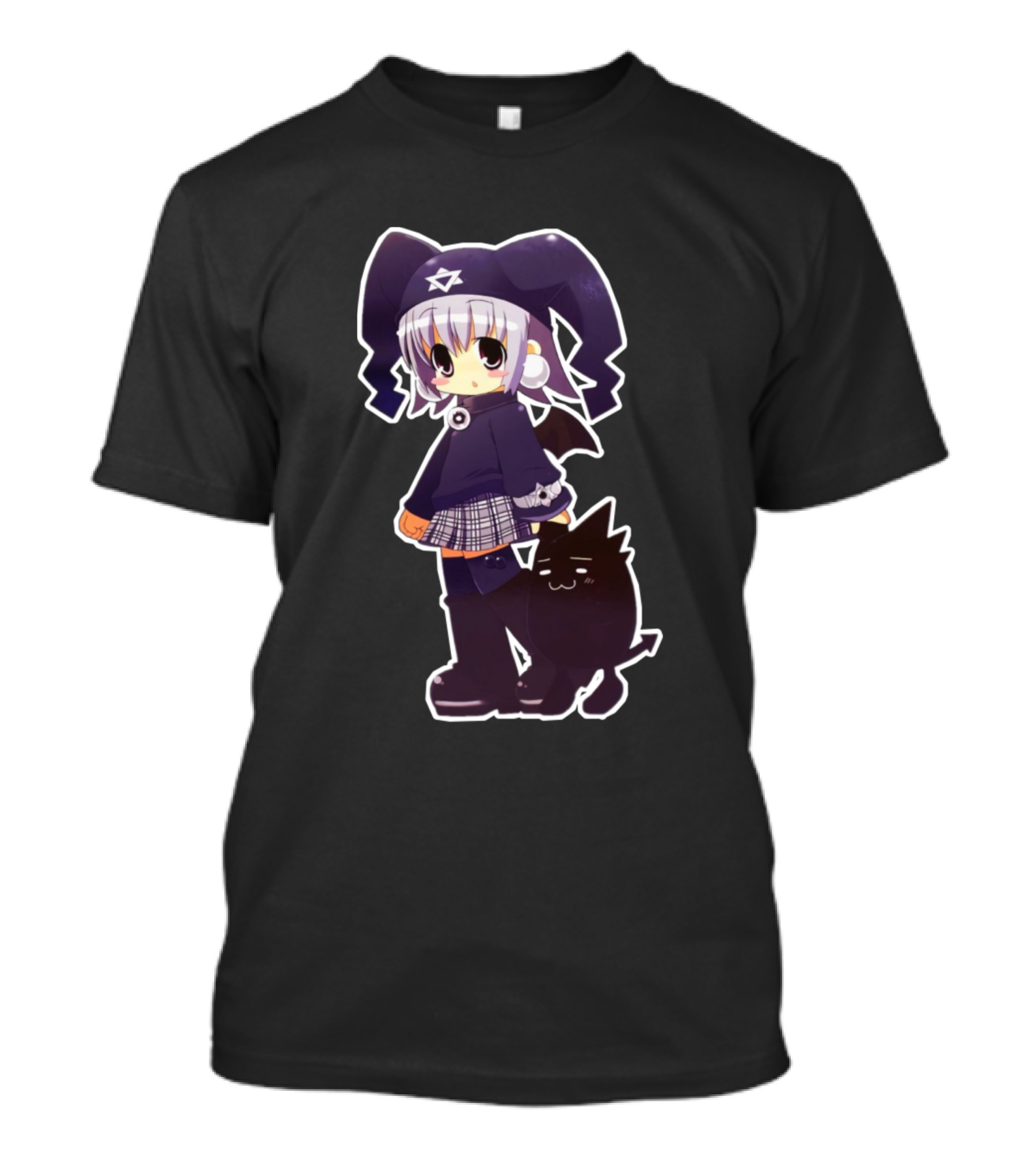 Mayura Anime Style Character With Black Cat And Star Hat T-Shirt