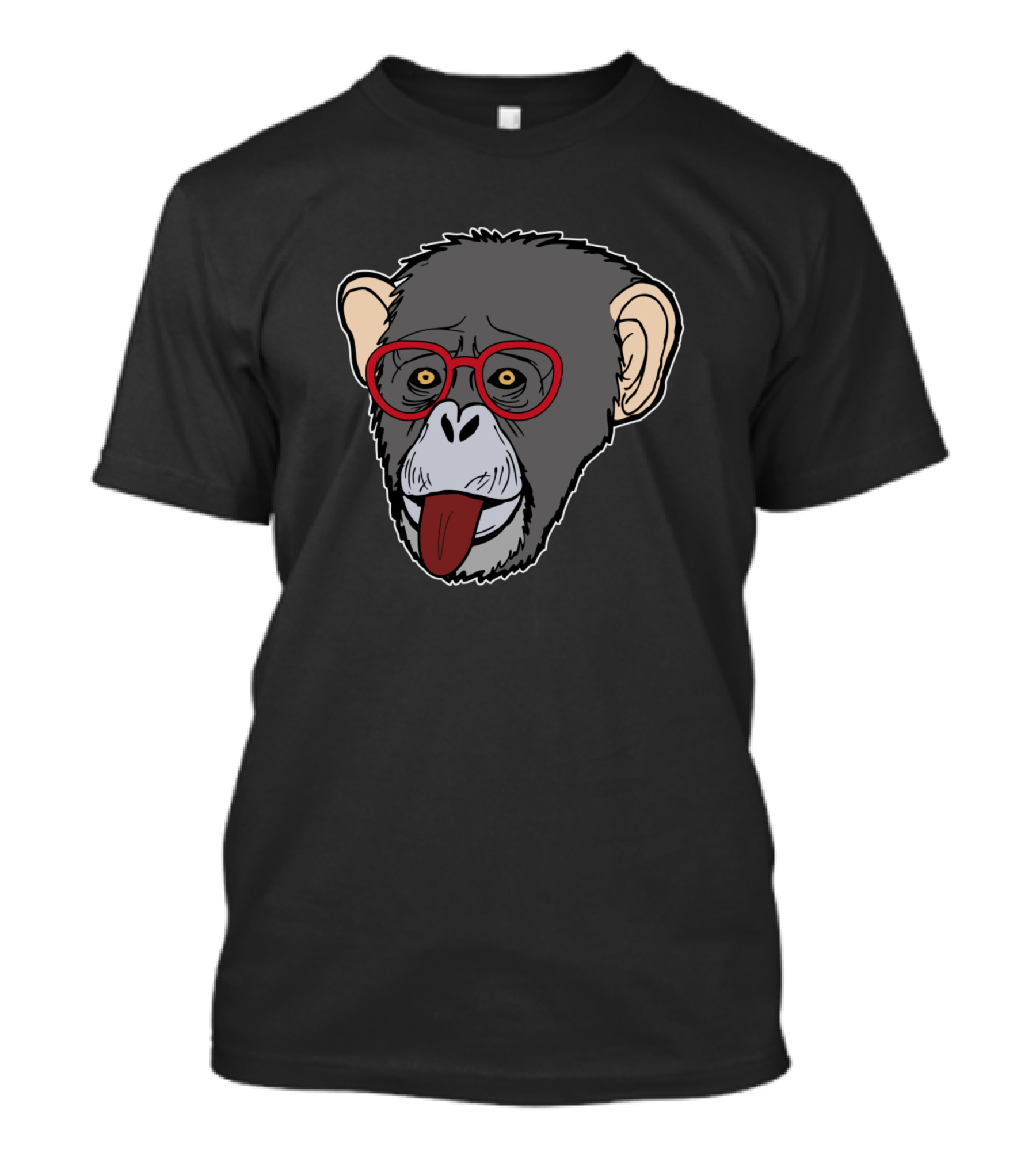 Nerd Chimp With Glasses Sticking Out Tongue T-Shirt