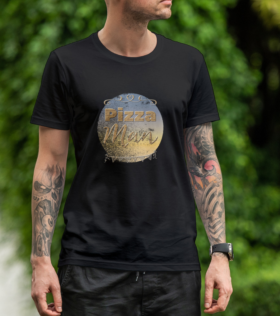 Pizza Man Retro Vintage Style Circle T-Shirt
