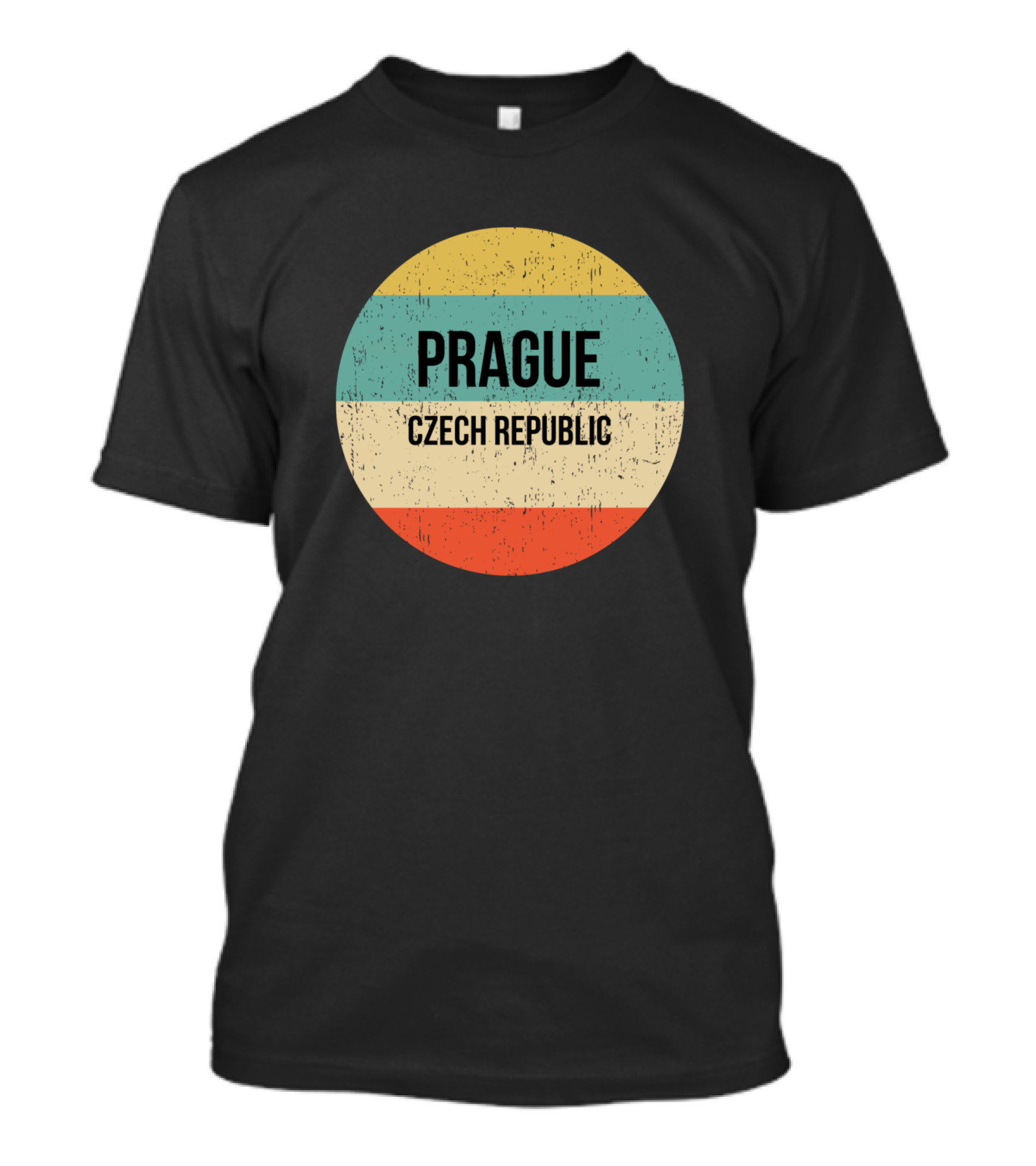 Prague Czech Republic Vintage Retro Stripes T-Shirt