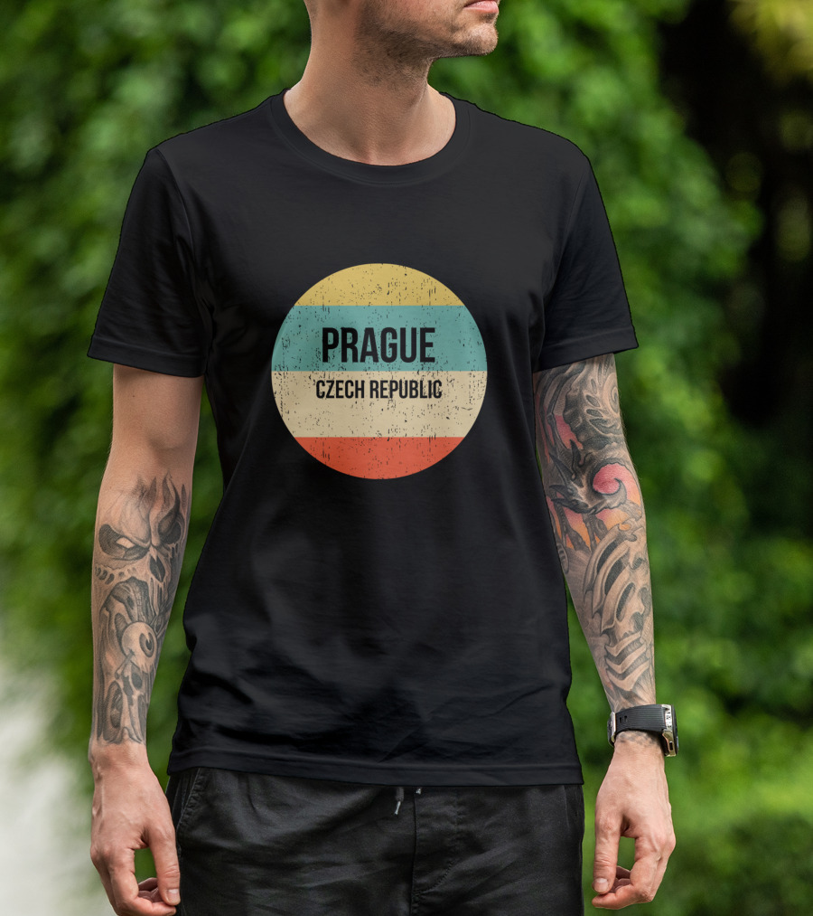 Prague Czech Republic Vintage Retro Stripes T-Shirt