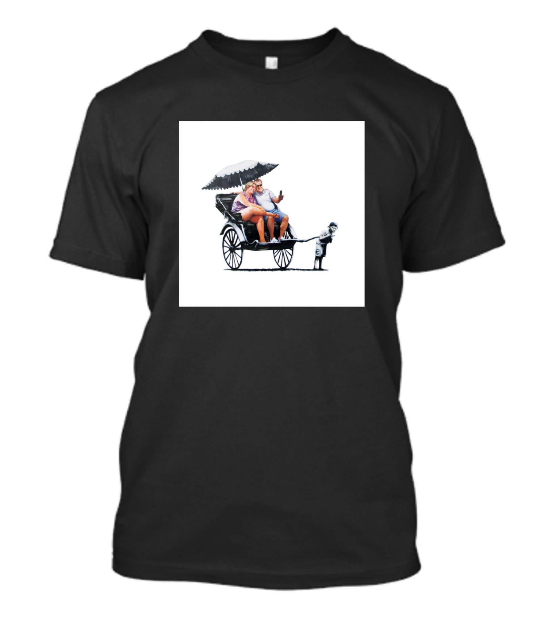 Rickshaw Kid Fat Tourist Holding Smartphone T-Shirt