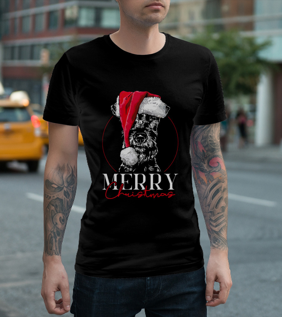 Merry Christmas Santa Irish Terrier Dog T-Shirt