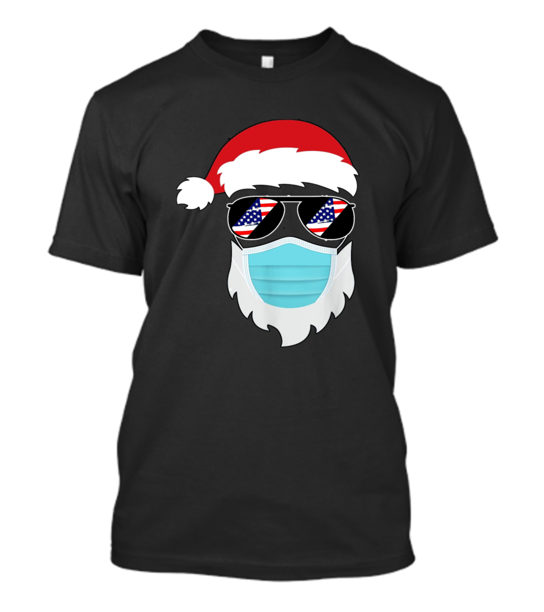 Santa Lover Masked With American Flag Sunglasses T-Shirt