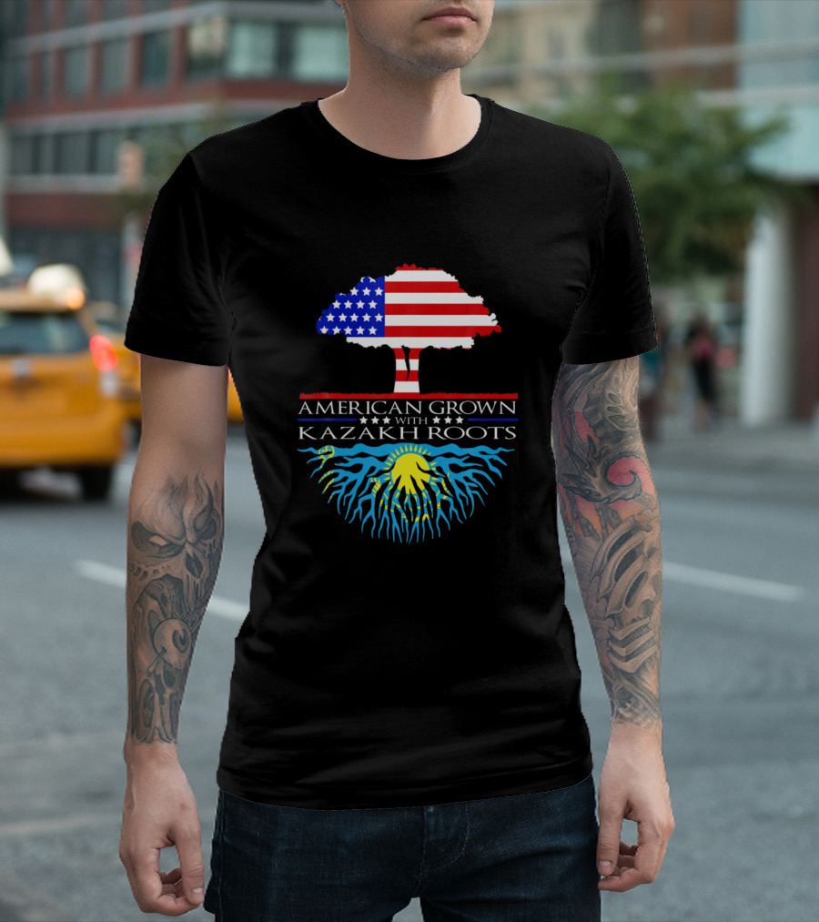 American Grown with Kazakh Roots Kazakhstan Flag Tree T-Shirt