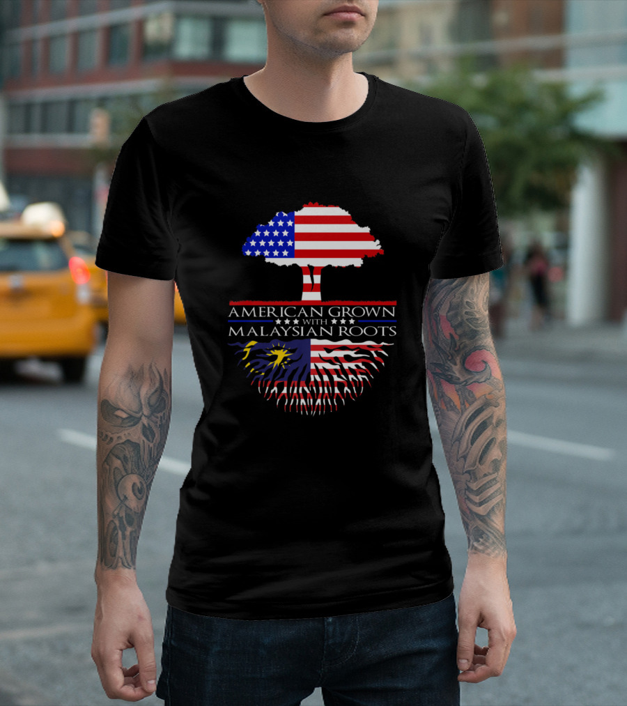 American Grown with Malaysian Roots Flag Tree T-Shirt