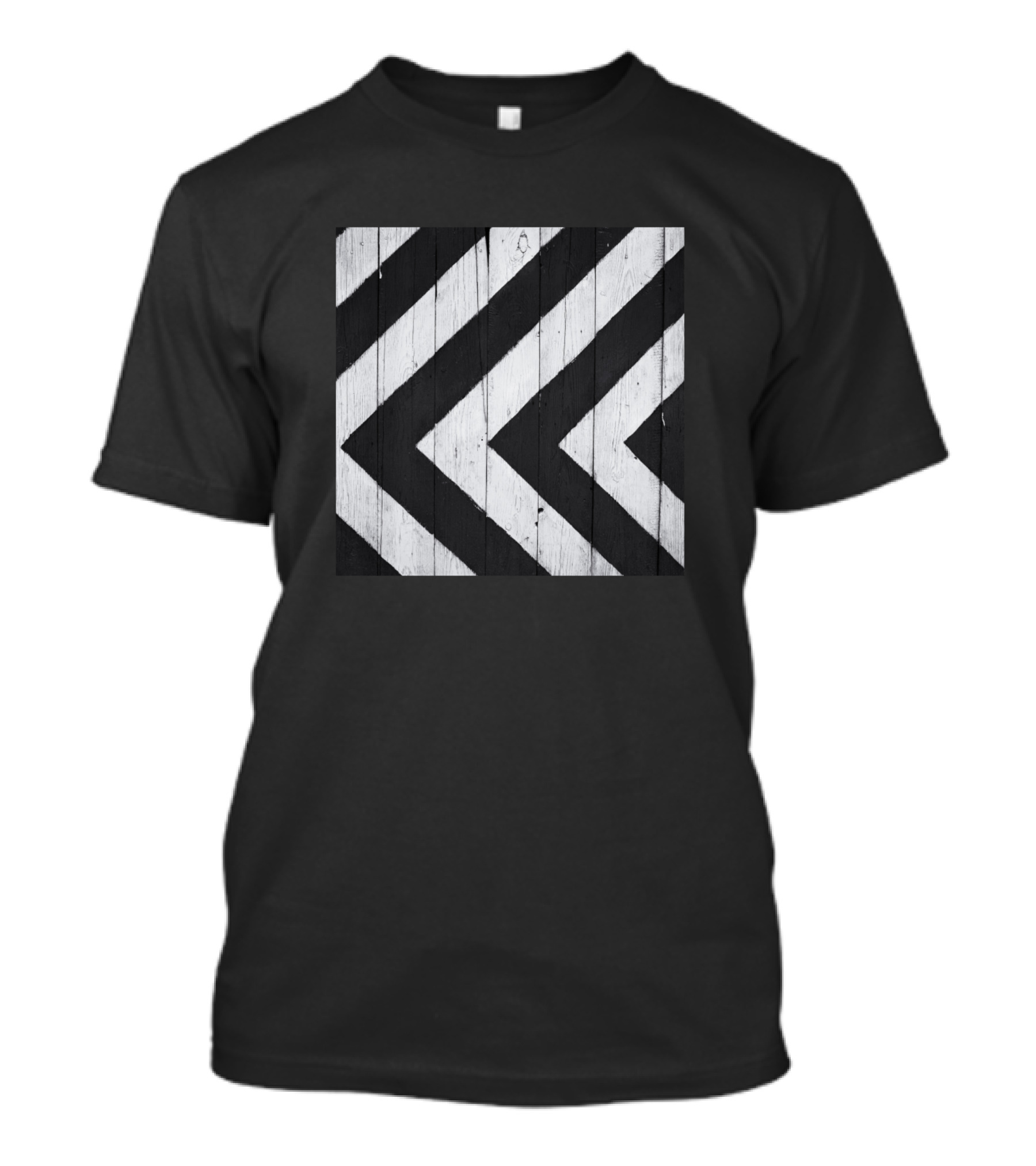 Black And White Chevron Wood Plank T-Shirt