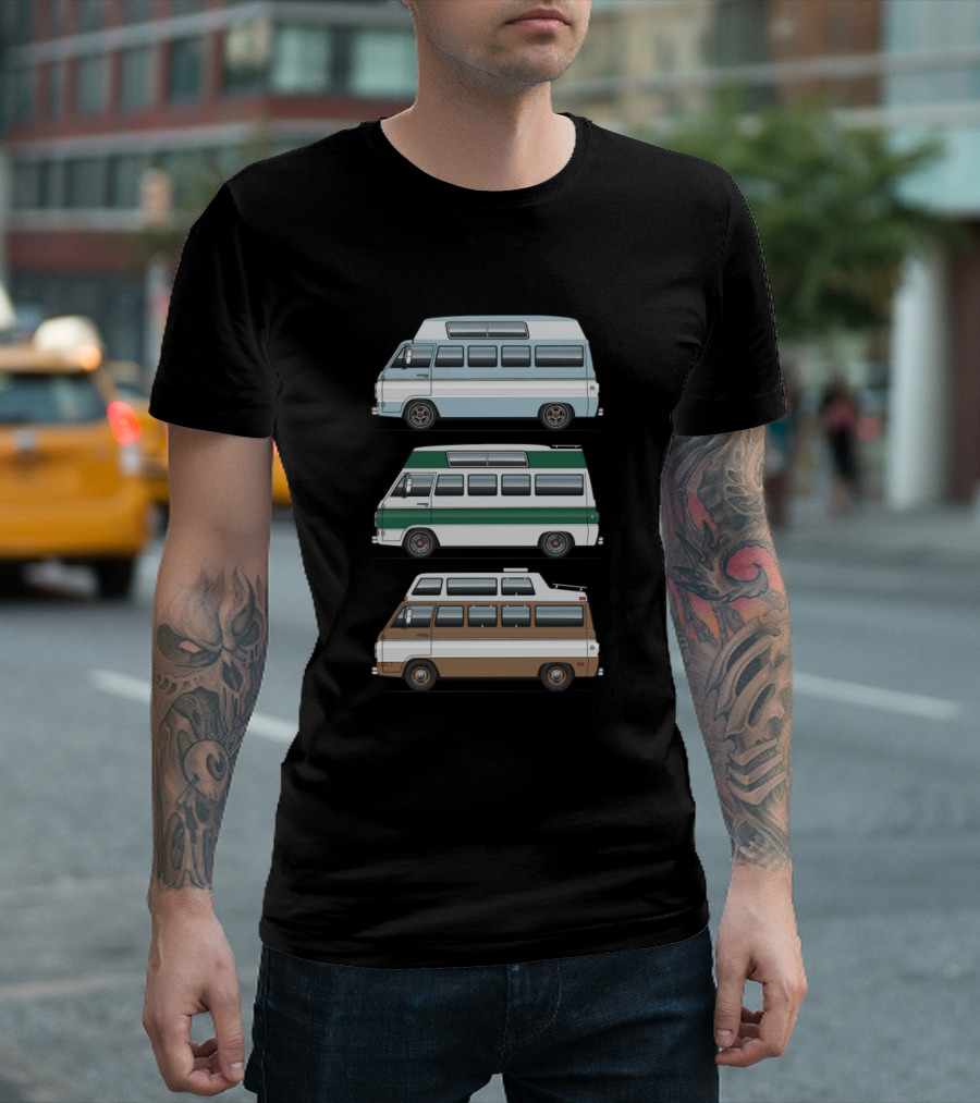 Retro Camper Vans Trio Adventure Journey T-Shirt