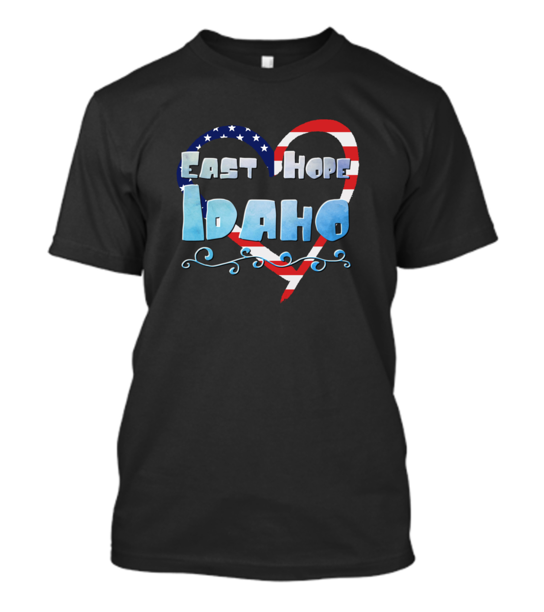 East Hope Idaho Heart American Flag Waves T-Shirt