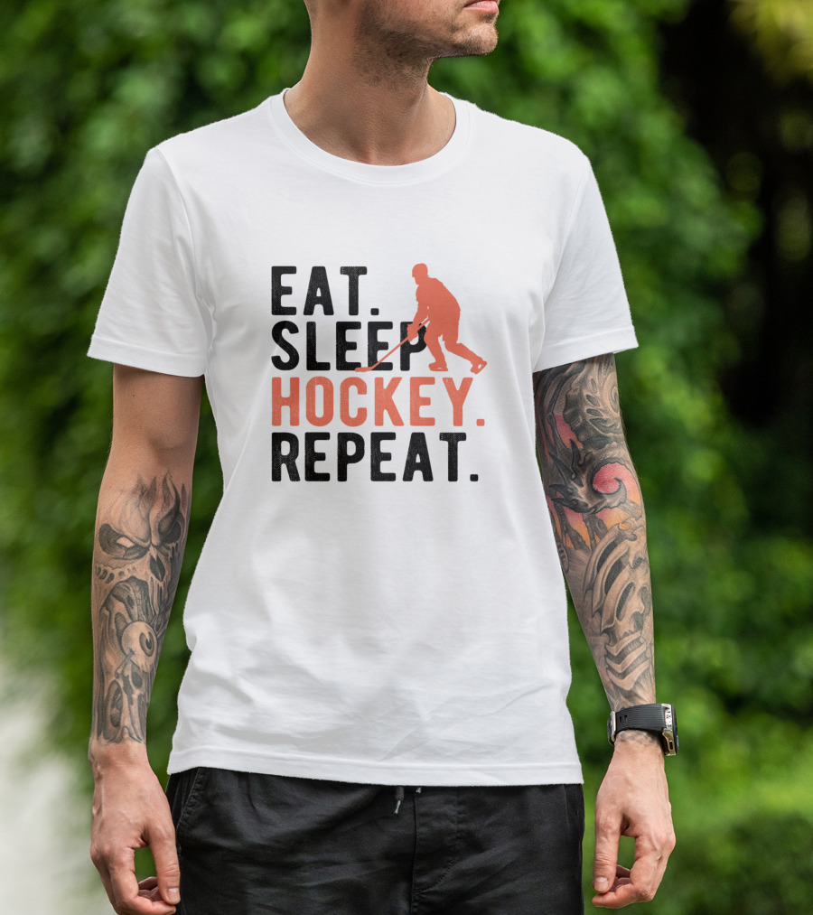 Eat Sleep Hockey Repeat Ice Sports Enthusiast T-Shirt