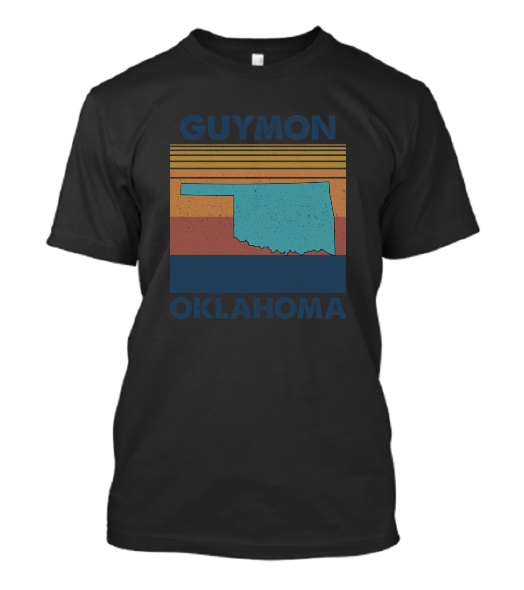 Guymon Oklahoma Vintage Sunset State Outline T-Shirt