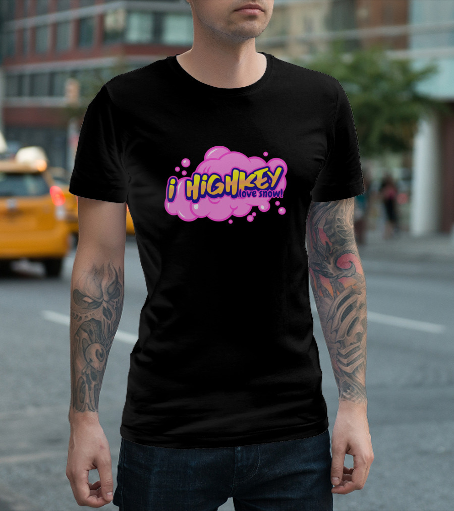 I Highkey Love Snow Pink Cloud Comic T-Shirt