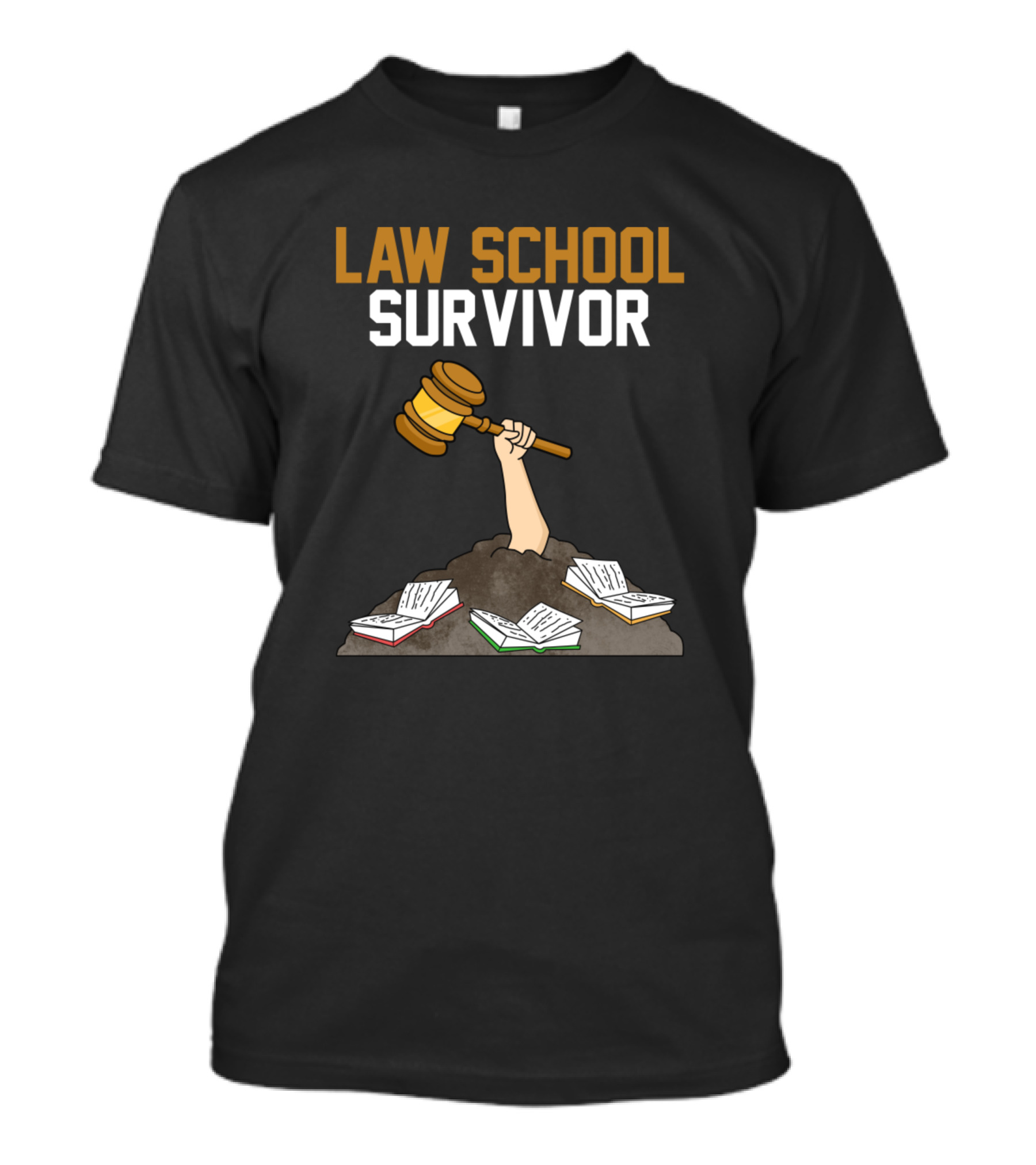 Law School Survivor Justice Gavel And Books Motif T-Shirt