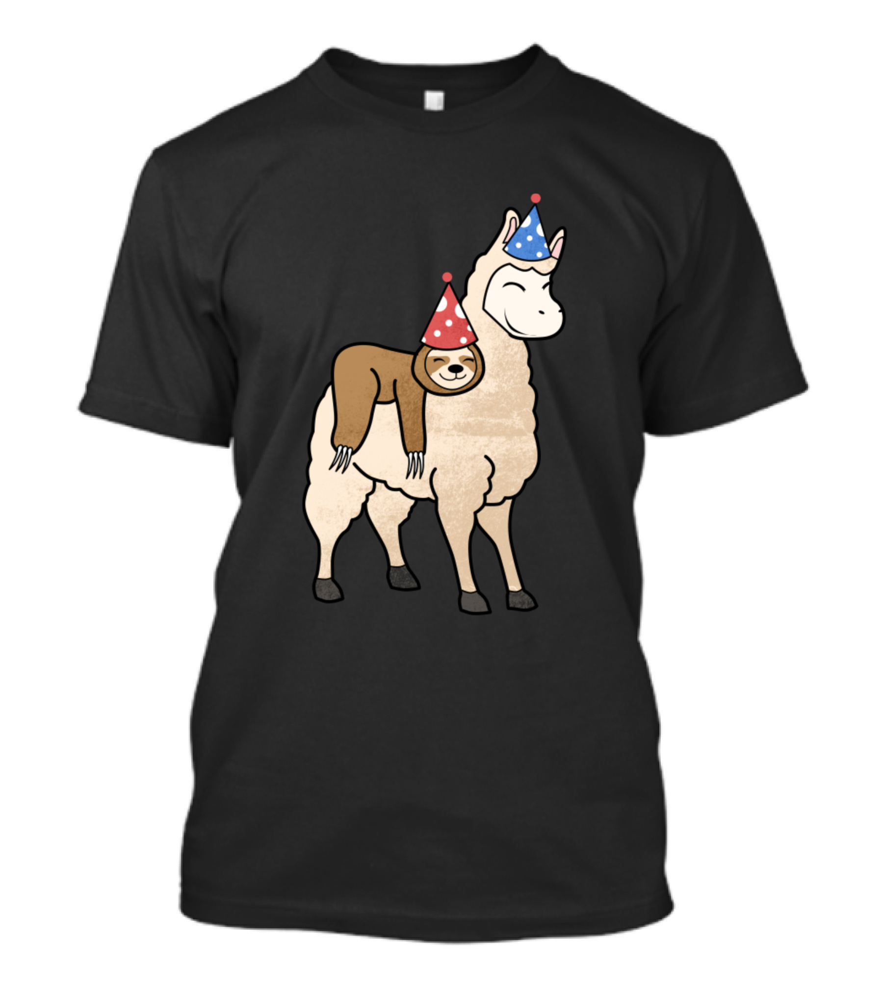 Llamazing Since 2008 Wild Sloth Riding Festive Party Hats T-Shirt