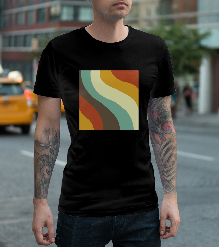 Retro Waves Vibrant Colorful Abstract 70s T-Shirt