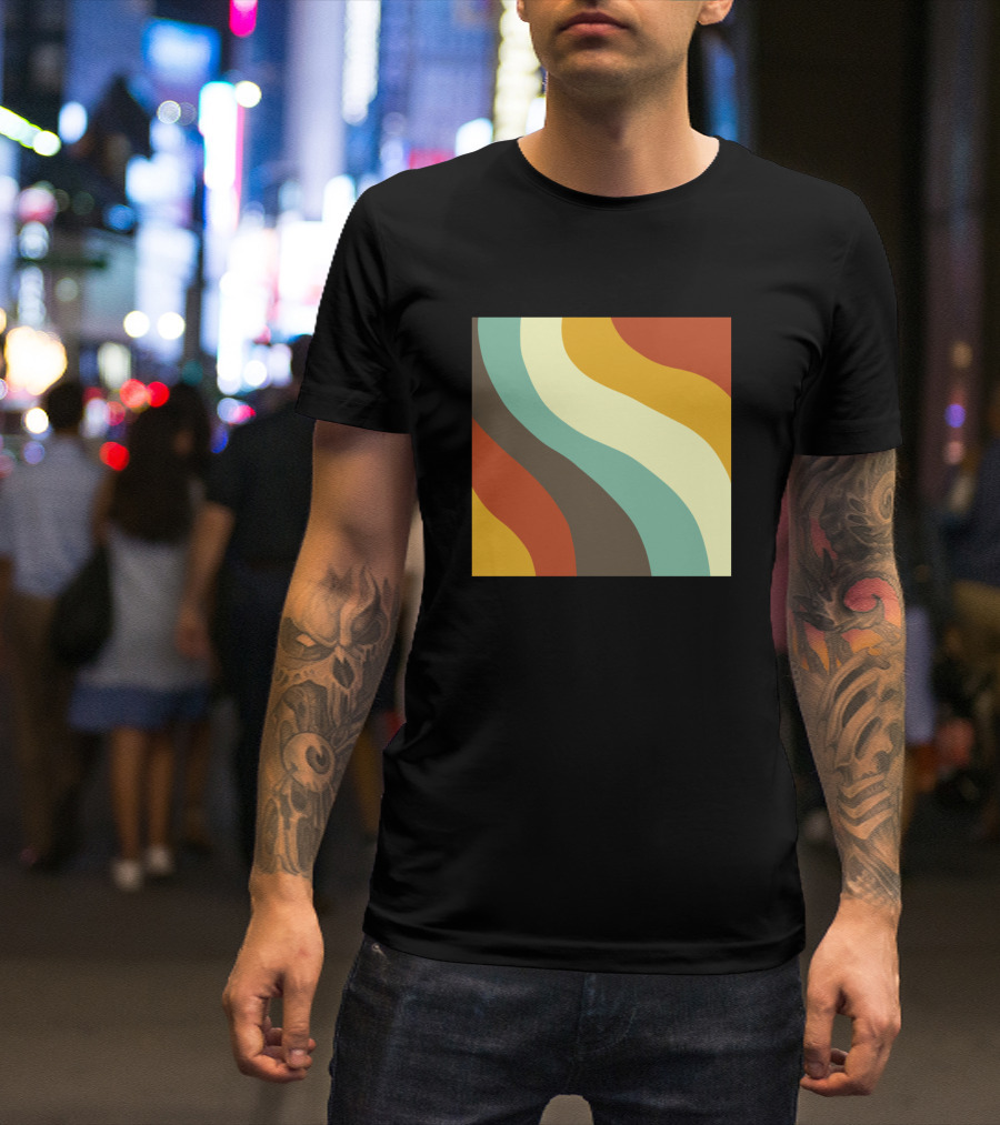 Retro Waves Vibrant Colorful Abstract 70s T-Shirt