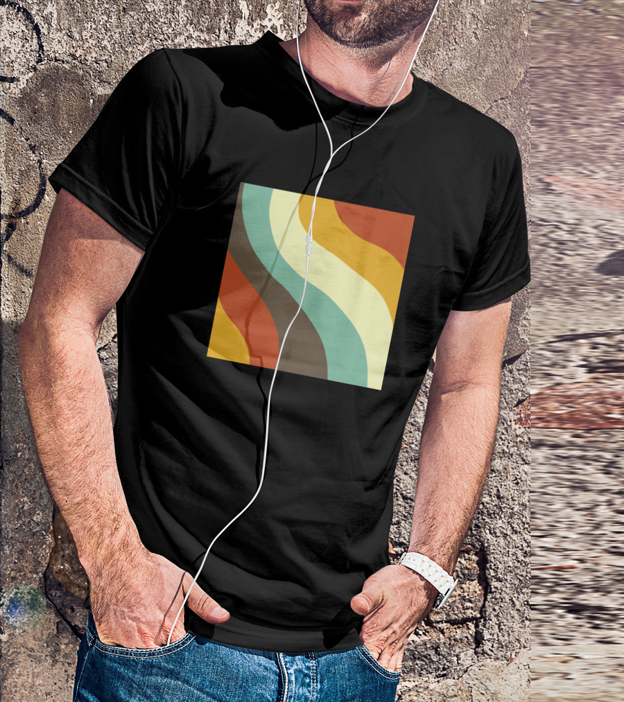 Retro Waves Vibrant Colorful Abstract 70s T-Shirt