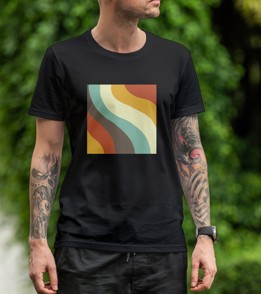 Retro Waves Vibrant Colorful Abstract 70s T-Shirt