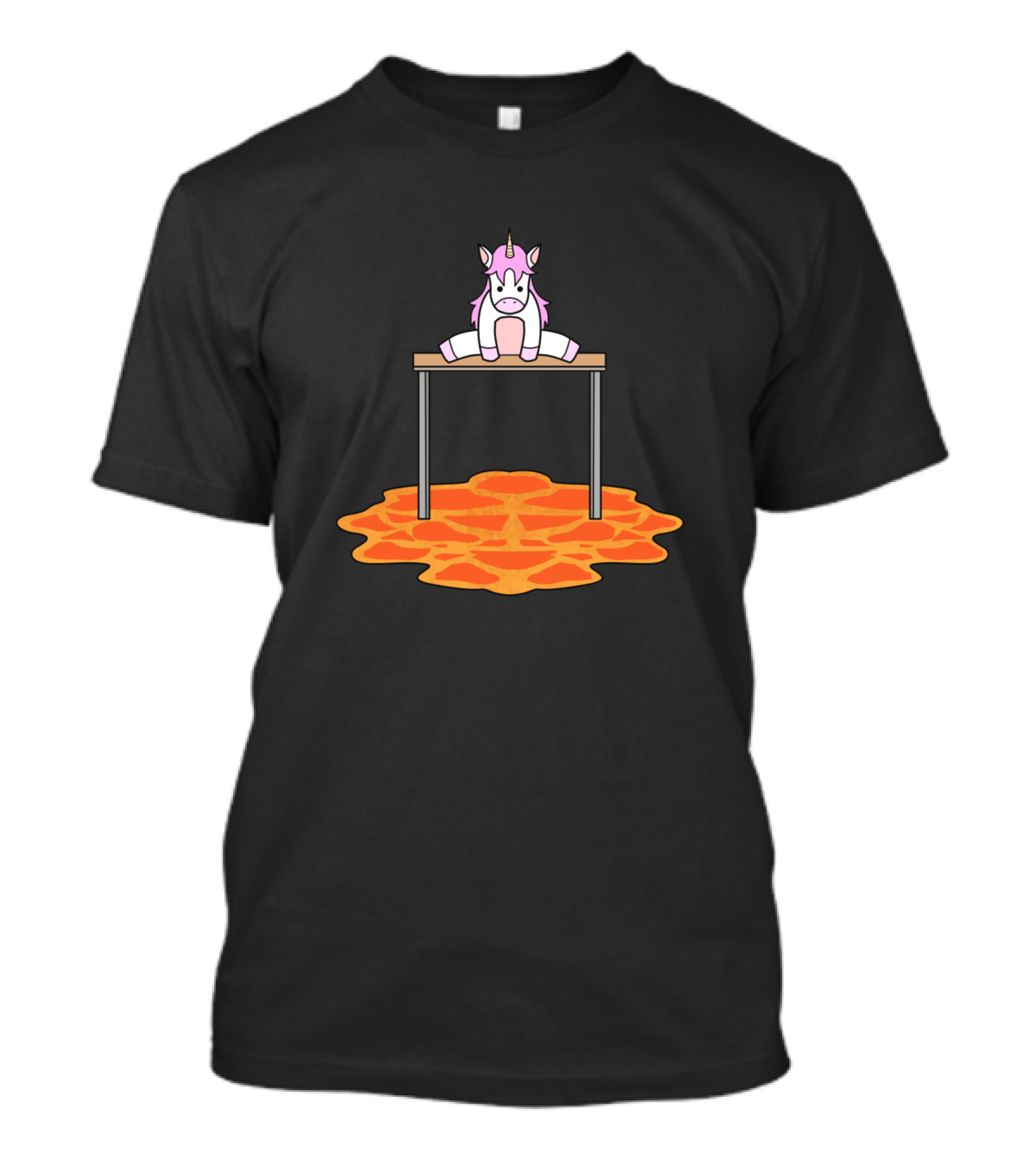 Wild Forest Creature Hoarse Goat Unicorn Stuck Above Lava T-Shirt
