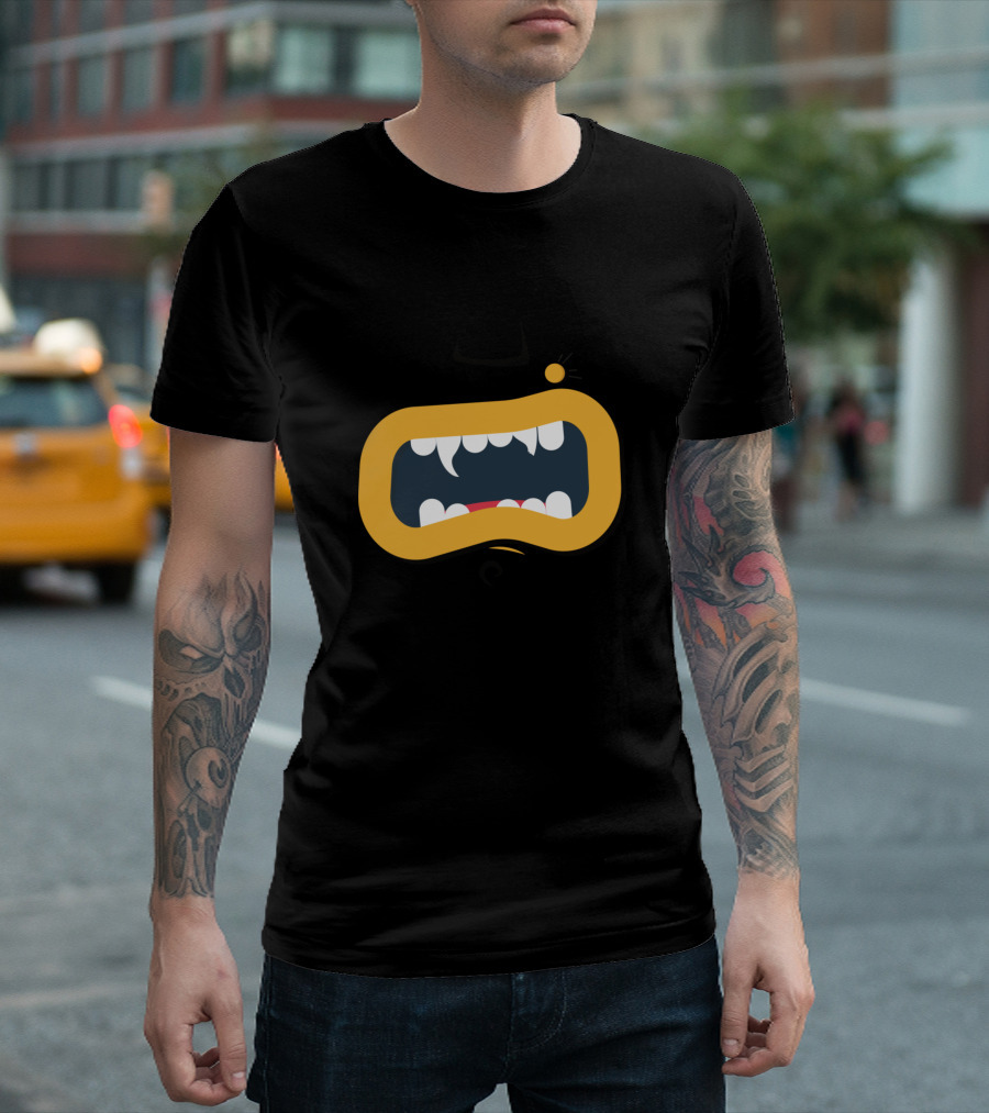 Broken Tooth Mouth Graphic with Yellow Outline T-Shirt