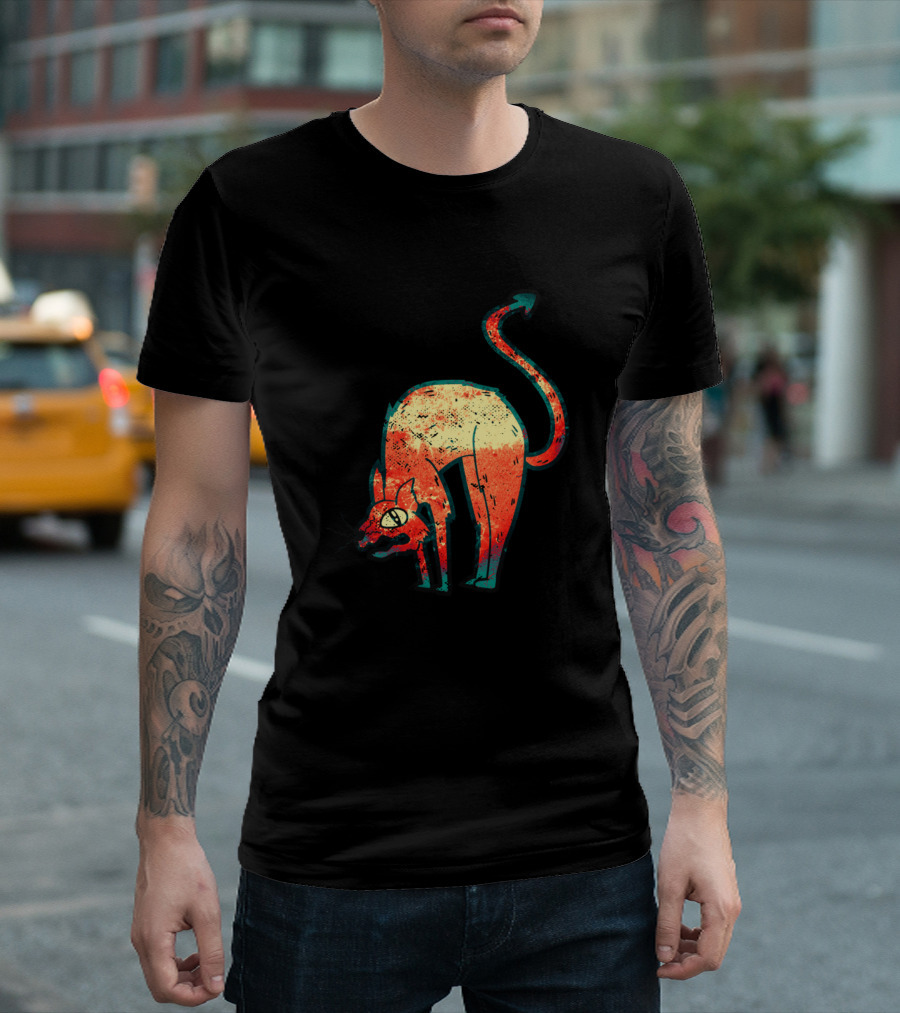Cat Cat Food Demon-Faced Red Cat with Arrow Tail T-Shirt