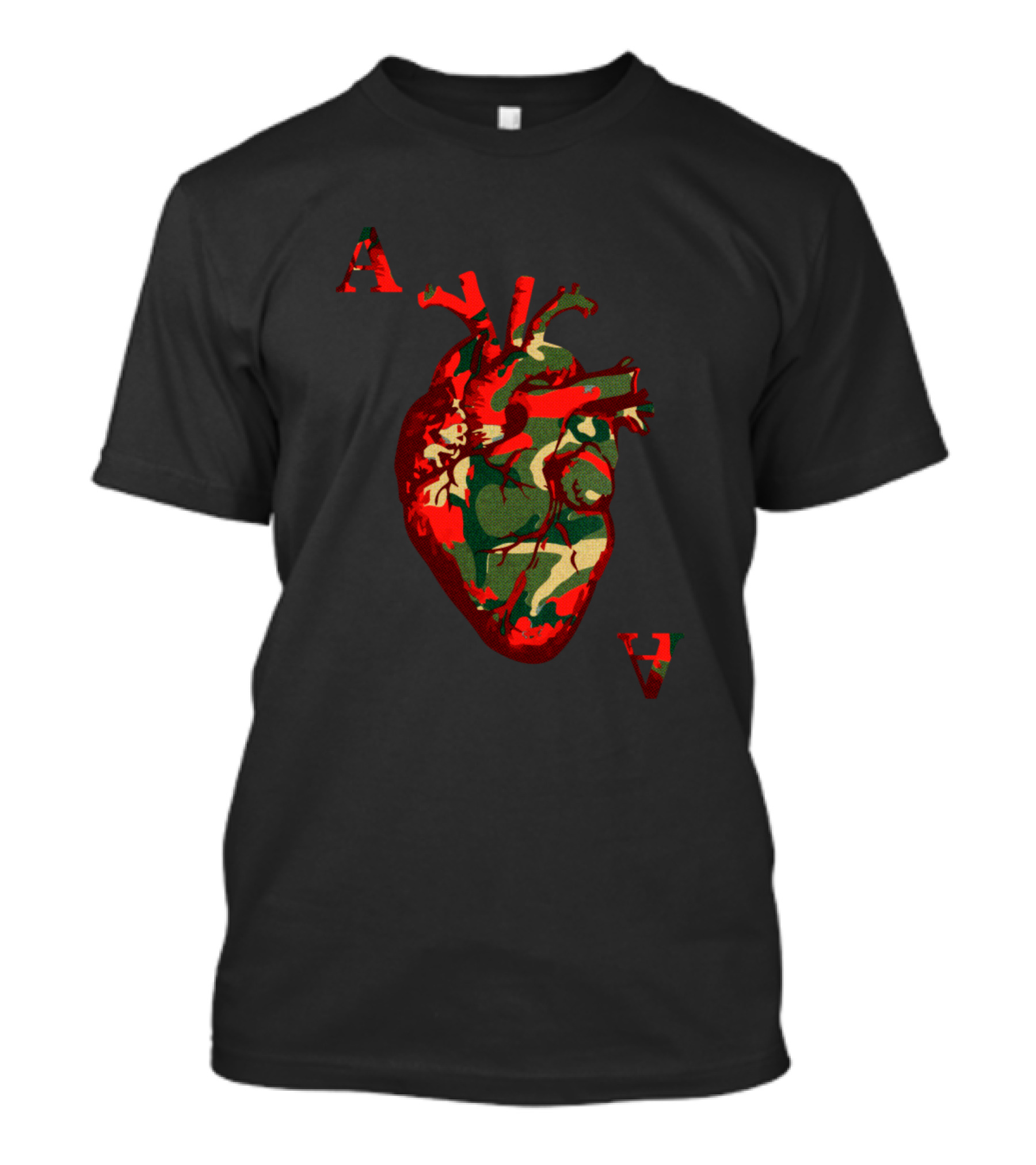 Camouflaged Heart With Card Suits A And V T-Shirt