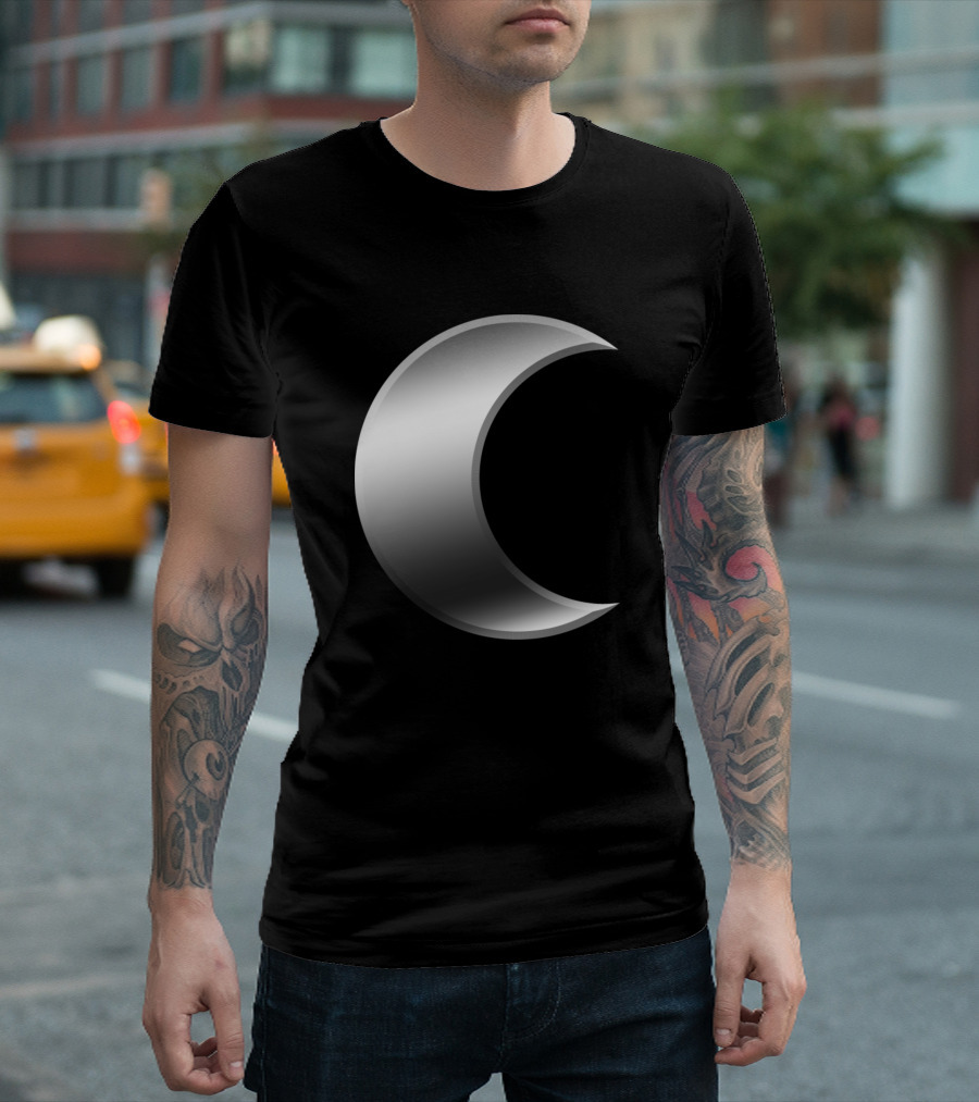 Crescent Moon Symbol Silver T-Shirt